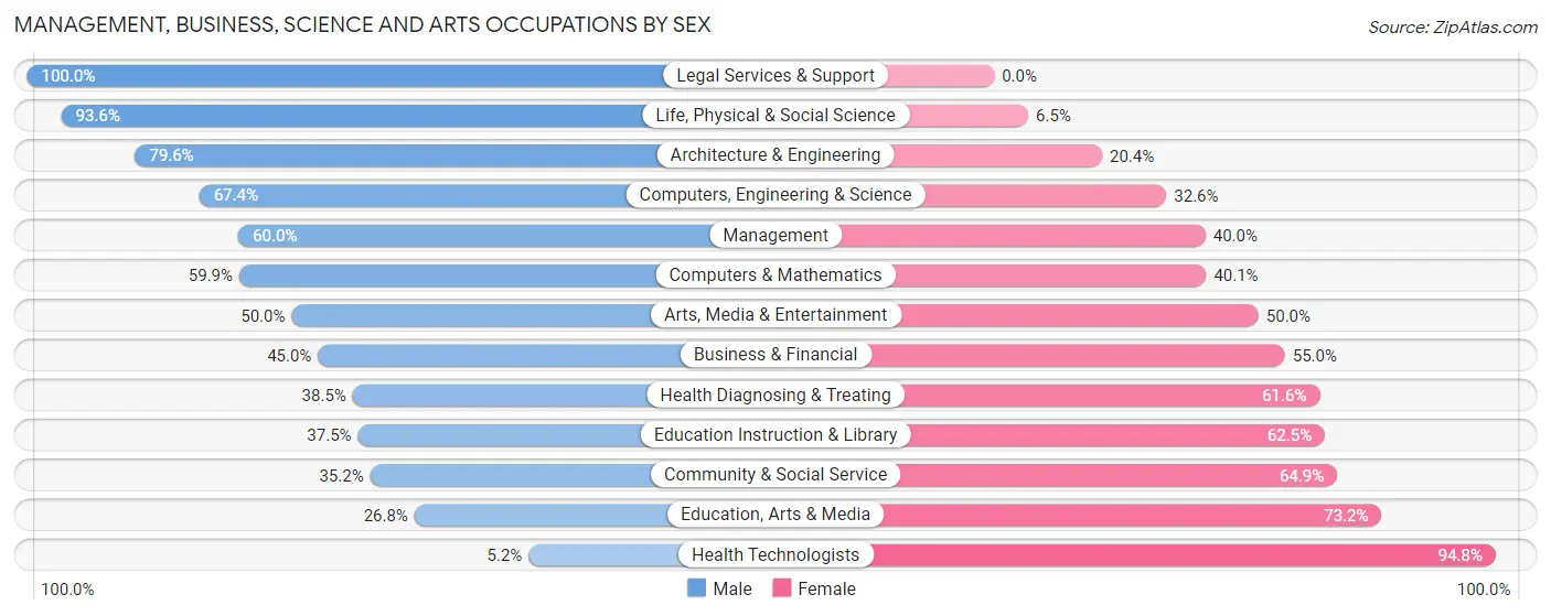 Management, Business, Science and Arts Occupations by Sex in Zip Code 30528