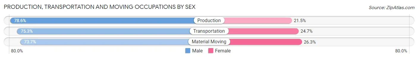 Production, Transportation and Moving Occupations by Sex in Zip Code 30533