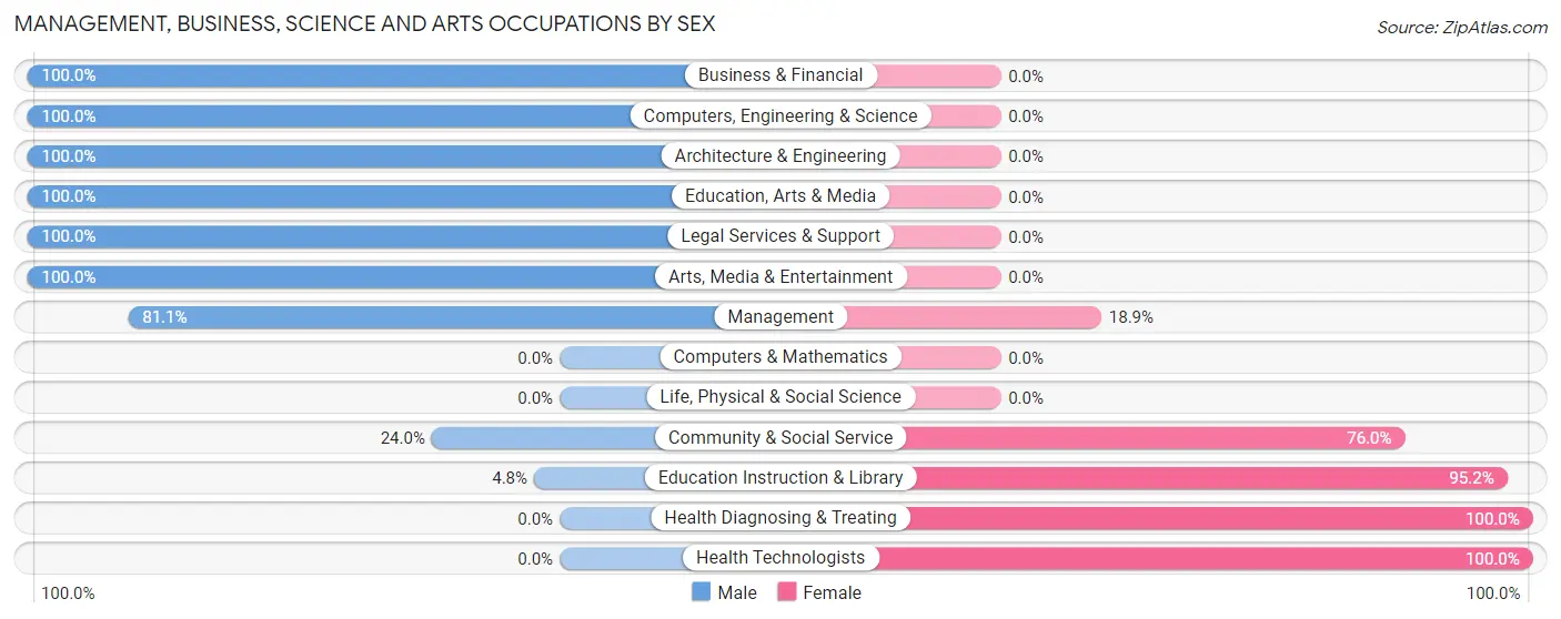 Management, Business, Science and Arts Occupations by Sex in Zip Code 30538