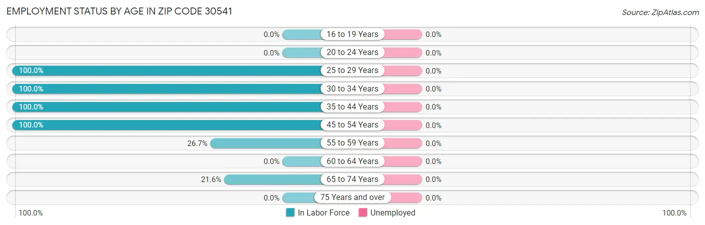 Employment Status by Age in Zip Code 30541