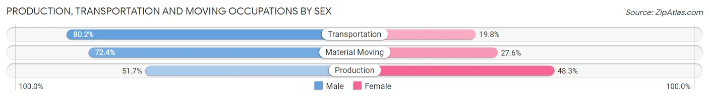 Production, Transportation and Moving Occupations by Sex in Zip Code 30543