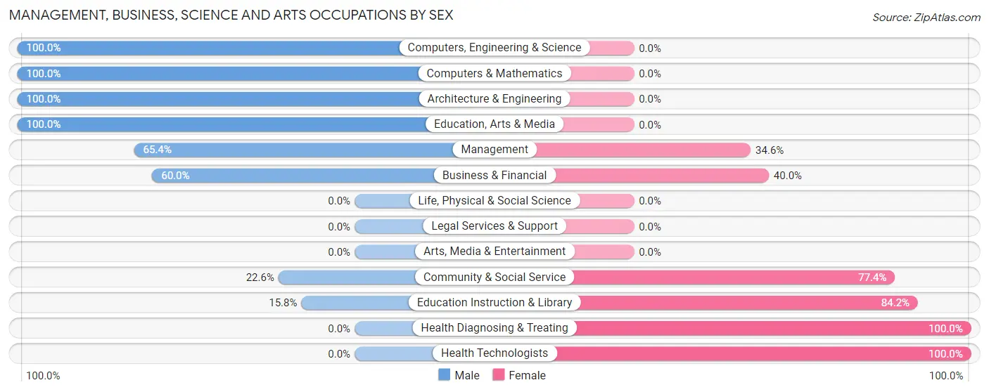 Management, Business, Science and Arts Occupations by Sex in Zip Code 30545