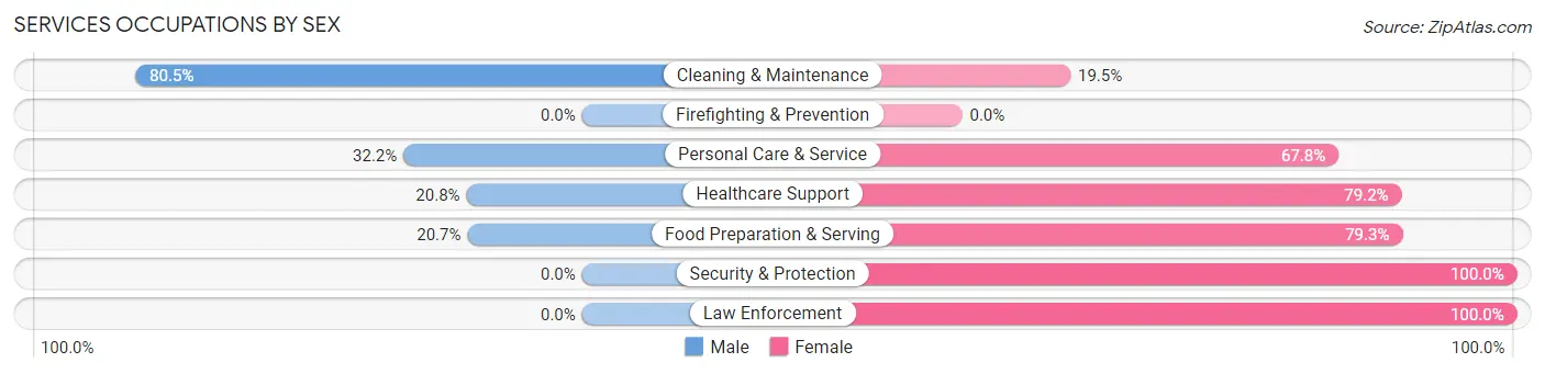 Services Occupations by Sex in Zip Code 30546