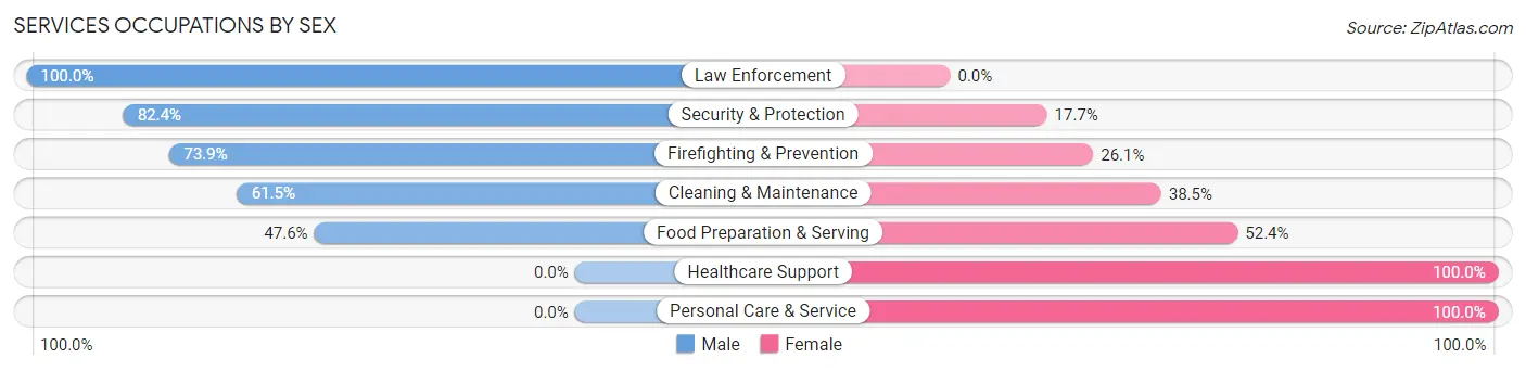 Services Occupations by Sex in Zip Code 30547