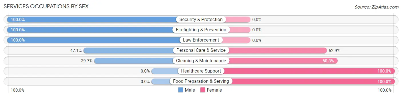 Services Occupations by Sex in Zip Code 30558