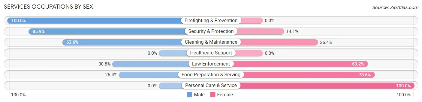 Services Occupations by Sex in Zip Code 30560