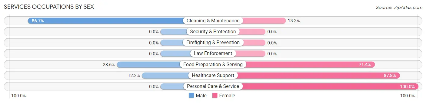 Services Occupations by Sex in Zip Code 30564