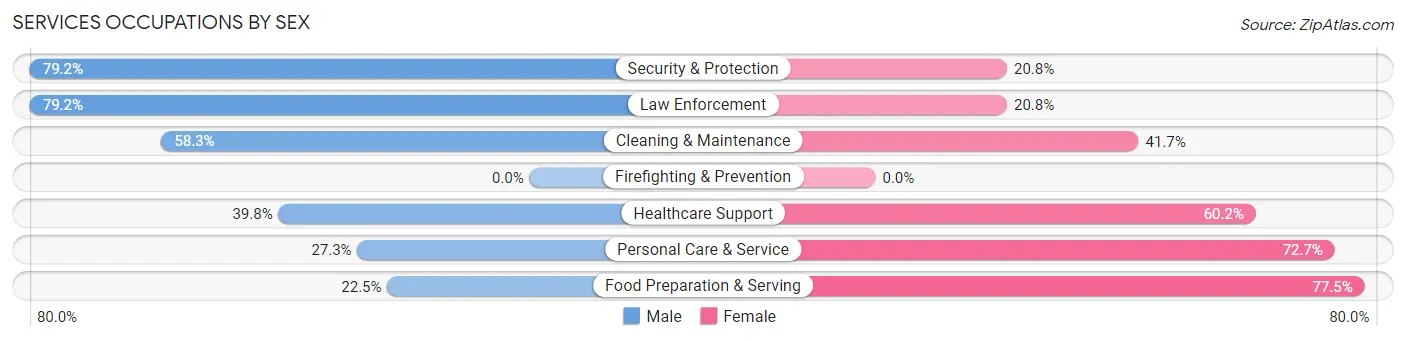 Services Occupations by Sex in Zip Code 30566