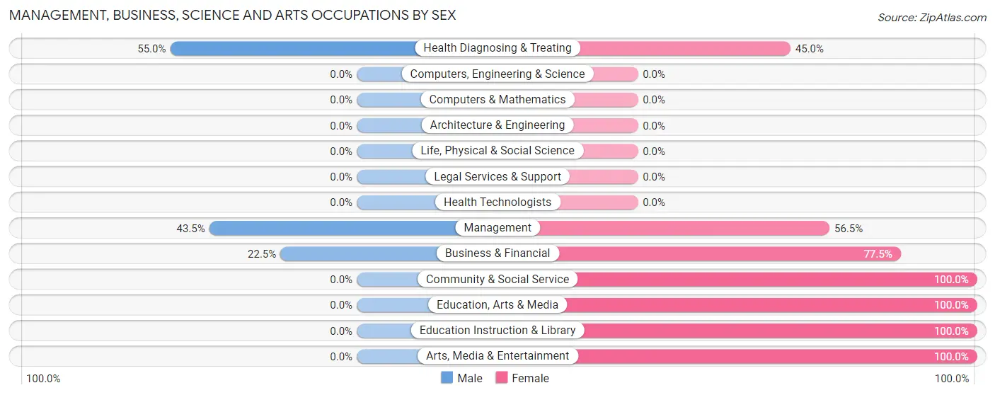 Management, Business, Science and Arts Occupations by Sex in Zip Code 30568