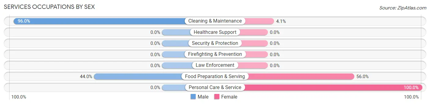 Services Occupations by Sex in Zip Code 30568