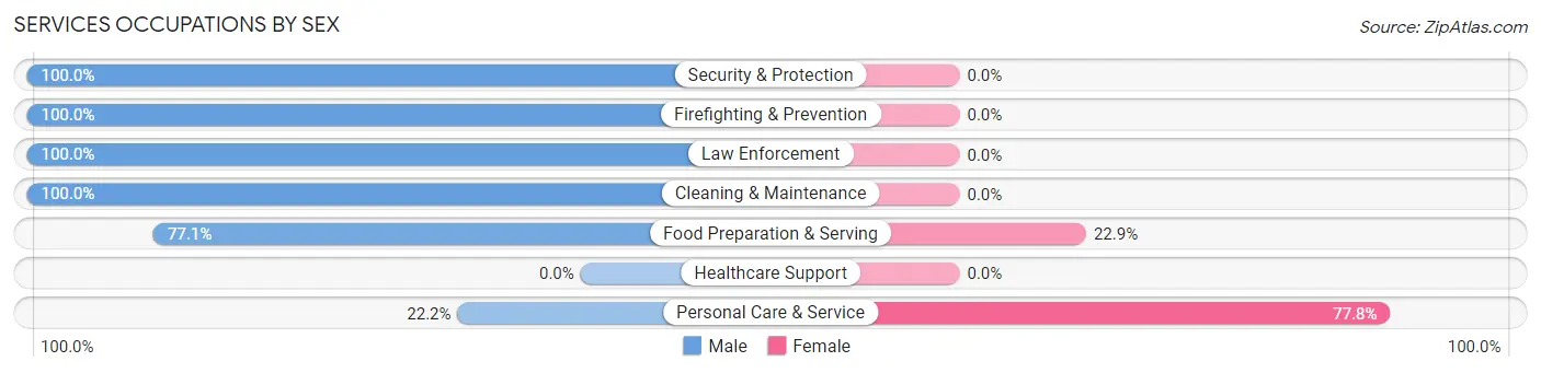 Services Occupations by Sex in Zip Code 30571