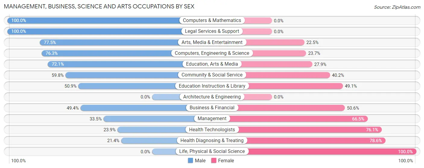 Management, Business, Science and Arts Occupations by Sex in Zip Code 30582