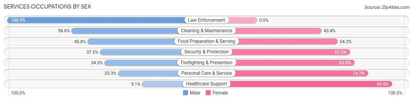 Services Occupations by Sex in Zip Code 30601