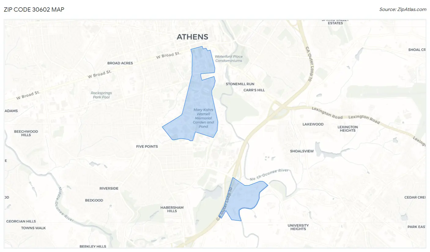 Zip Code 30602 Map