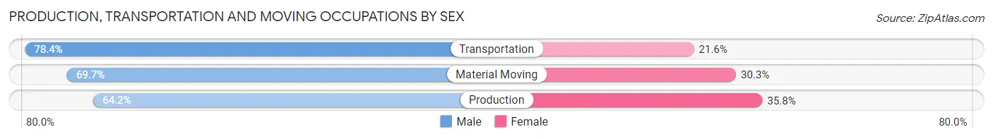 Production, Transportation and Moving Occupations by Sex in Zip Code 30606
