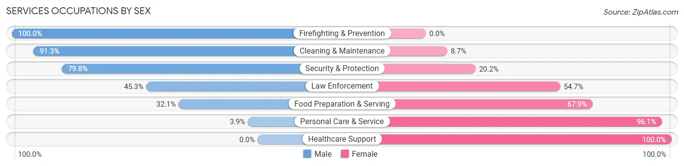 Services Occupations by Sex in Zip Code 30620