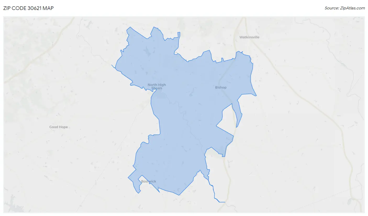 Zip Code 30621 Map