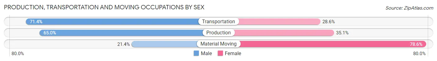 Production, Transportation and Moving Occupations by Sex in Zip Code 30621