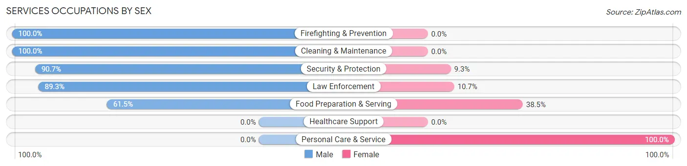 Services Occupations by Sex in Zip Code 30625