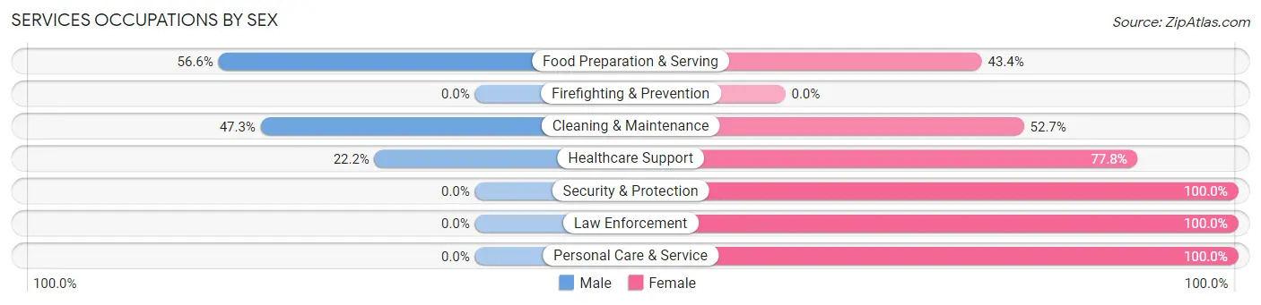 Services Occupations by Sex in Zip Code 30629
