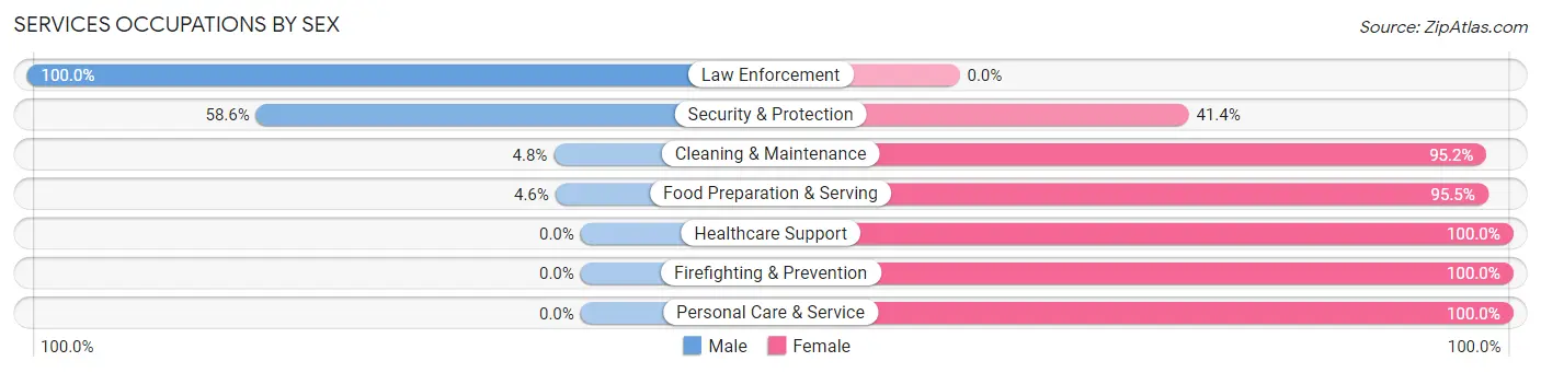 Services Occupations by Sex in Zip Code 30630