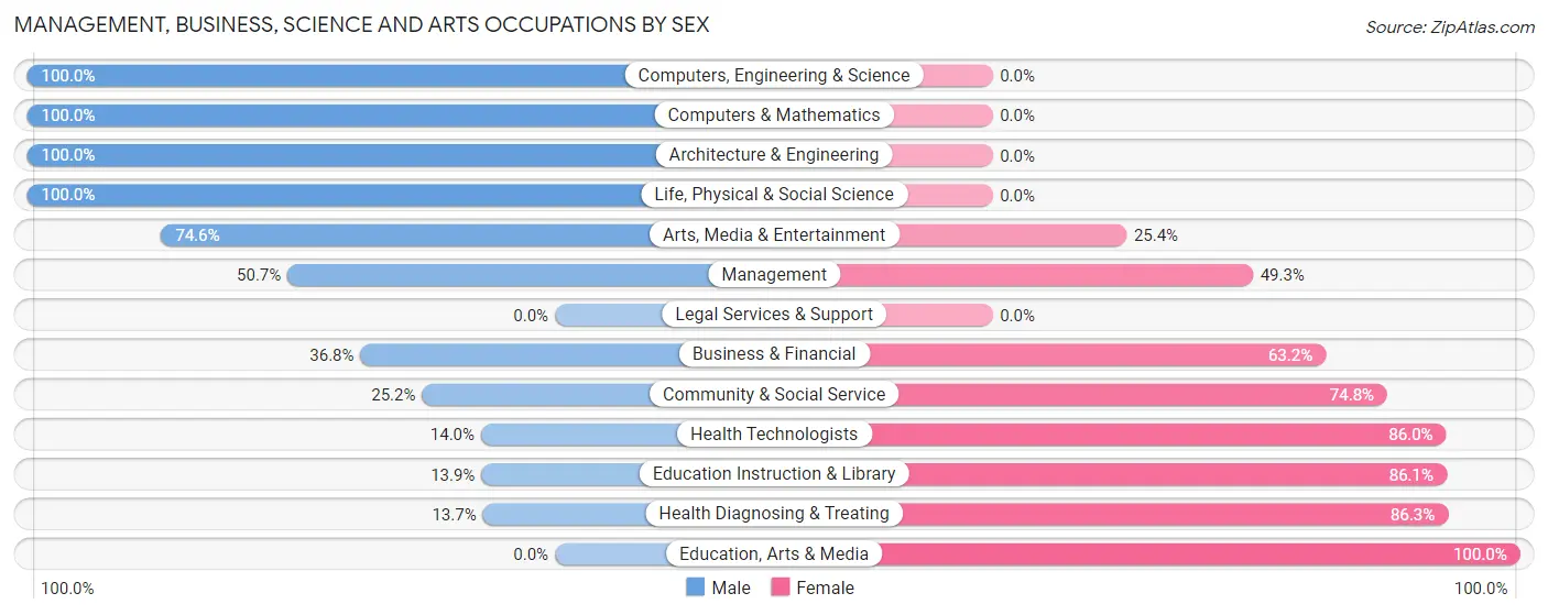 Management, Business, Science and Arts Occupations by Sex in Zip Code 30633