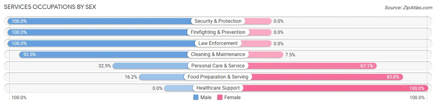 Services Occupations by Sex in Zip Code 30642