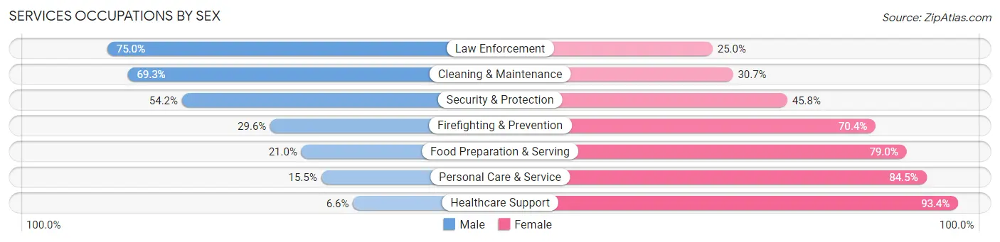Services Occupations by Sex in Zip Code 30643