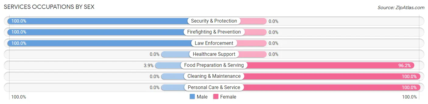 Services Occupations by Sex in Zip Code 30663