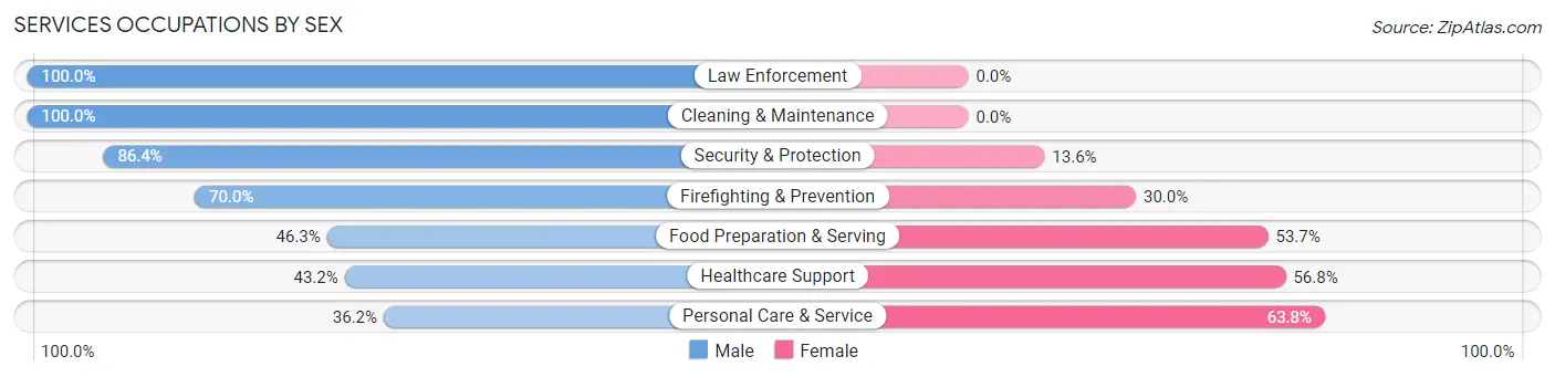 Services Occupations by Sex in Zip Code 30673