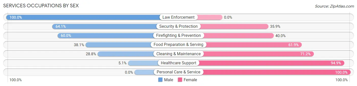 Services Occupations by Sex in Zip Code 30683
