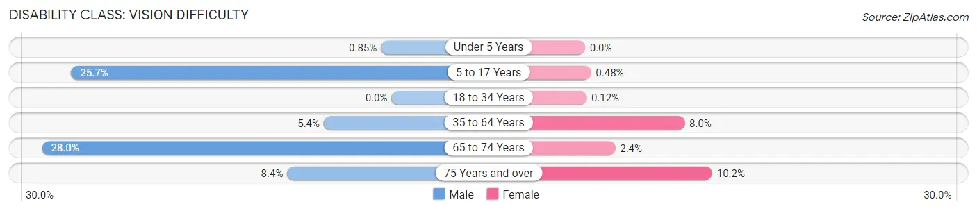 Disability in Zip Code 30683: <span>Vision Difficulty</span>