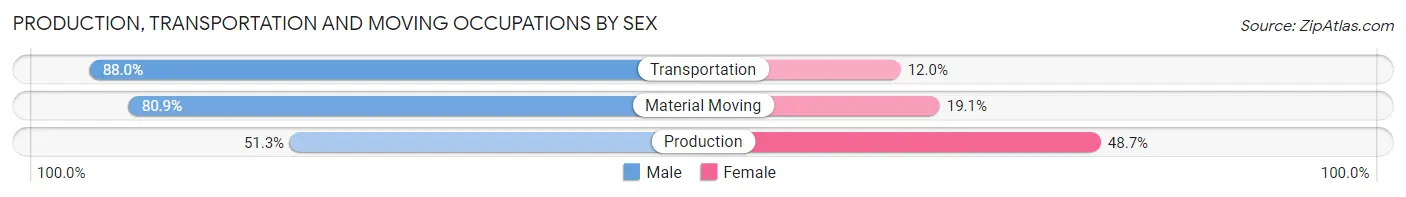 Production, Transportation and Moving Occupations by Sex in Zip Code 30705