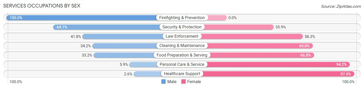 Services Occupations by Sex in Zip Code 30720