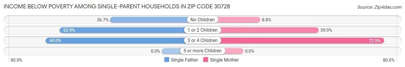 Income Below Poverty Among Single-Parent Households in Zip Code 30728