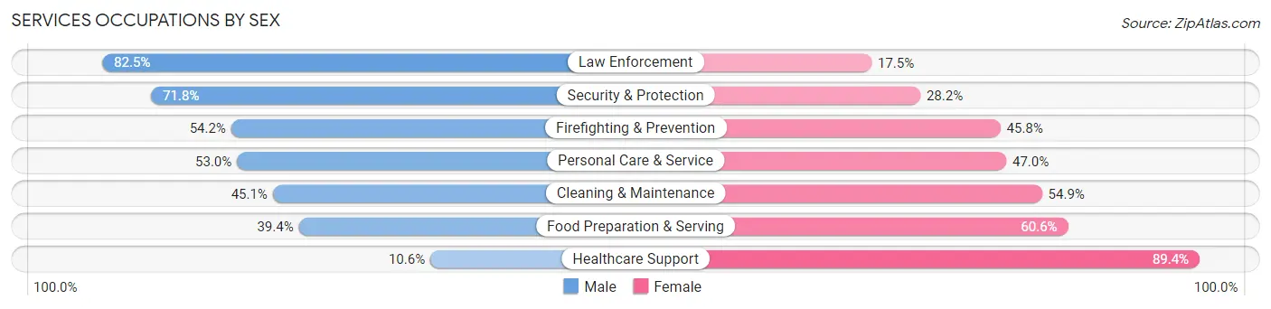 Services Occupations by Sex in Zip Code 30728