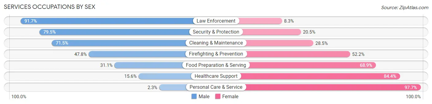Services Occupations by Sex in Zip Code 30736