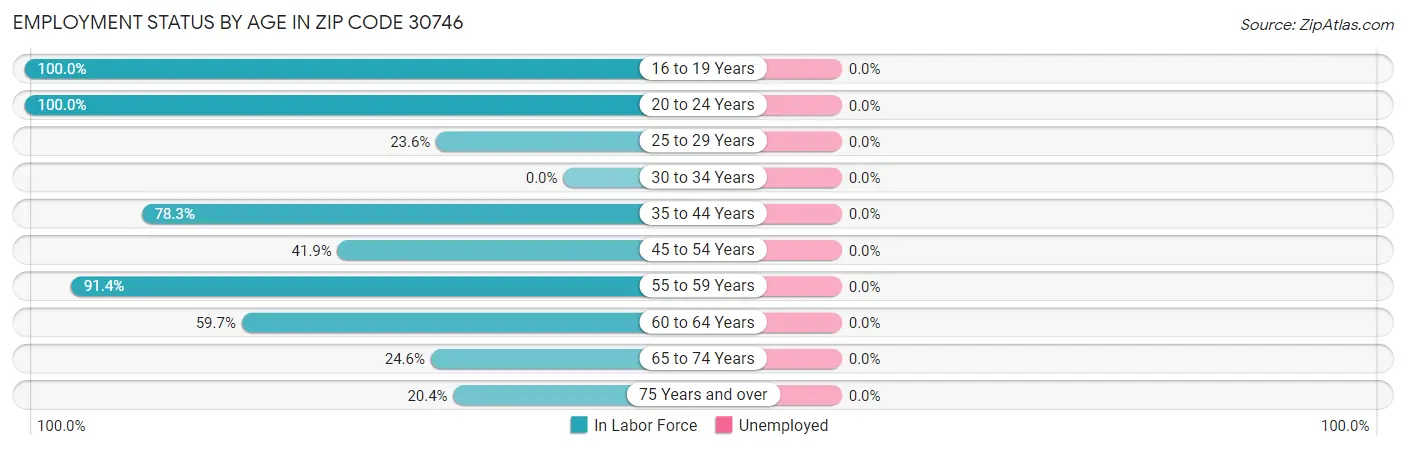 Employment Status by Age in Zip Code 30746