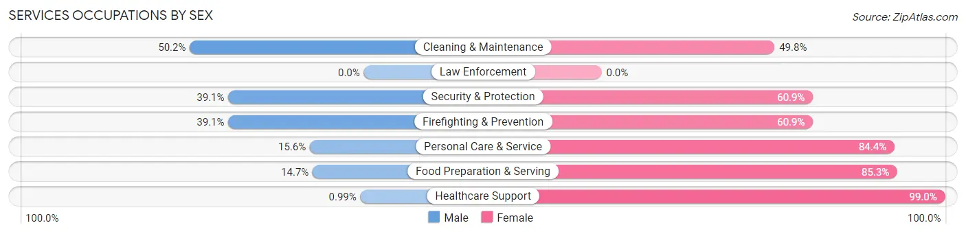 Services Occupations by Sex in Zip Code 30747
