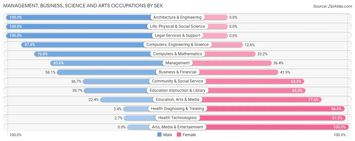 Management, Business, Science and Arts Occupations by Sex in Zip Code 30755