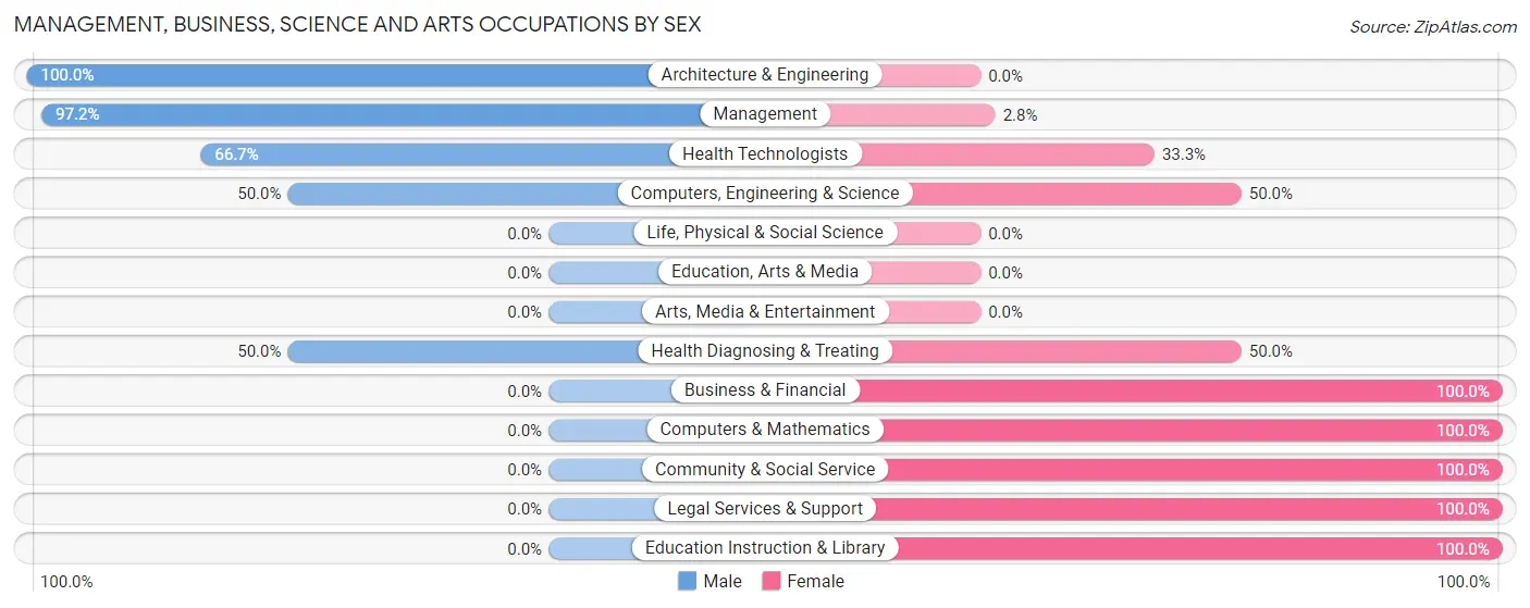 Management, Business, Science and Arts Occupations by Sex in Zip Code 30803