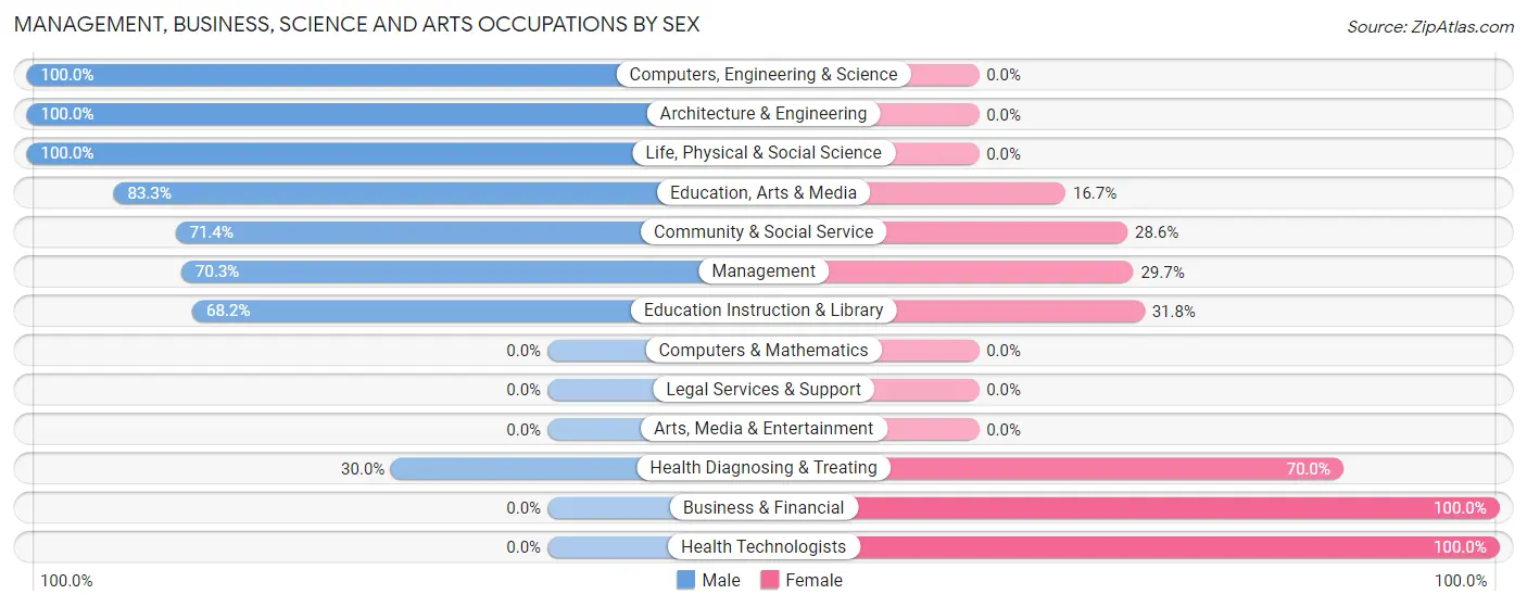 Management, Business, Science and Arts Occupations by Sex in Zip Code 30805