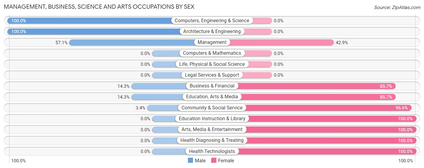Management, Business, Science and Arts Occupations by Sex in Zip Code 30810