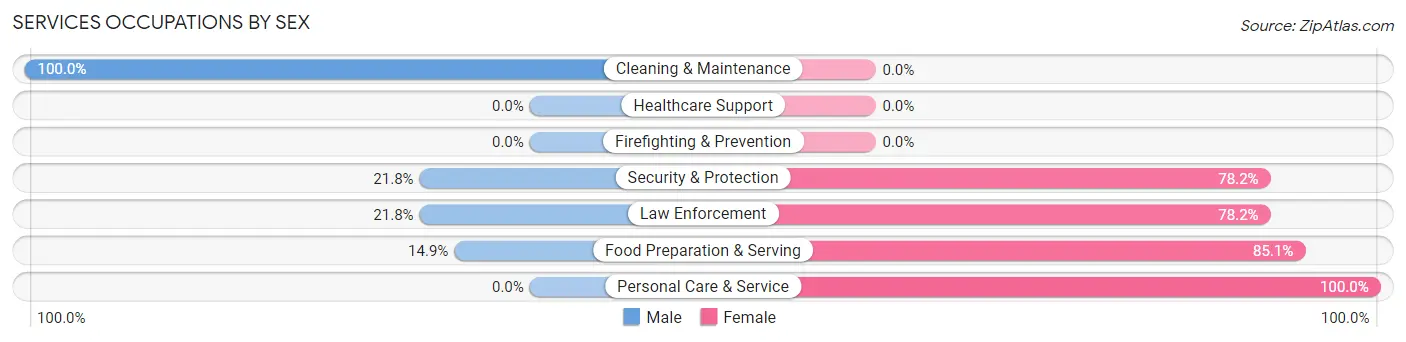 Services Occupations by Sex in Zip Code 30833