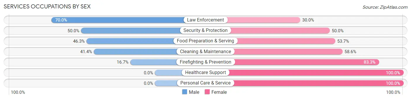 Services Occupations by Sex in Zip Code 31002