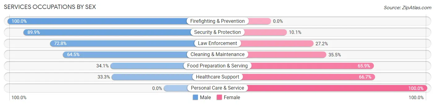 Services Occupations by Sex in Zip Code 31008