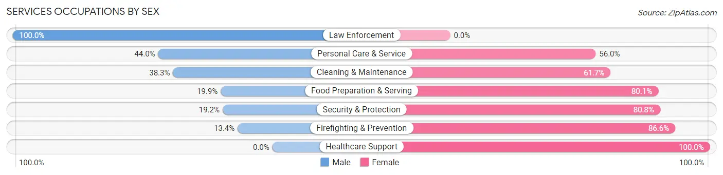 Services Occupations by Sex in Zip Code 31015