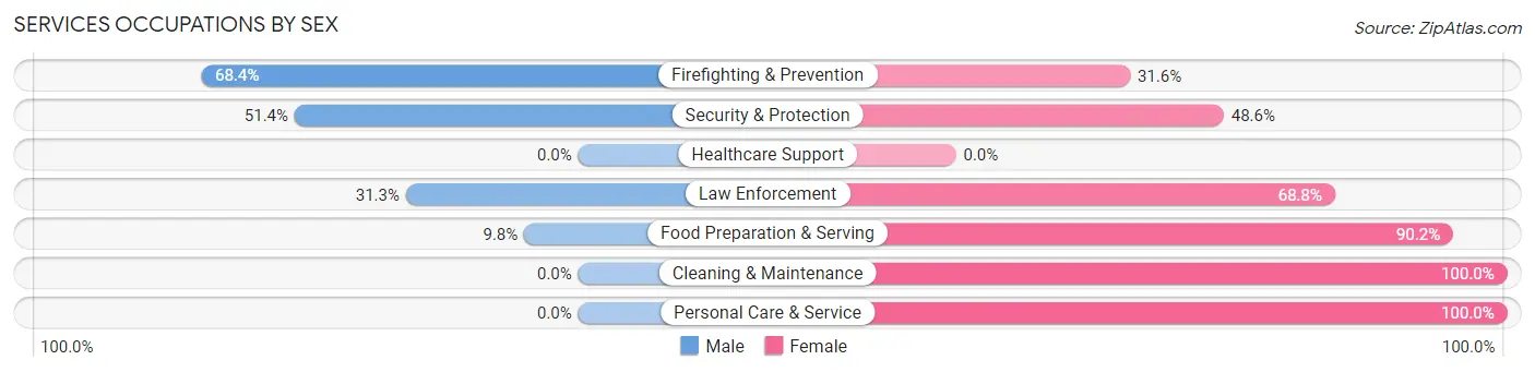 Services Occupations by Sex in Zip Code 31018