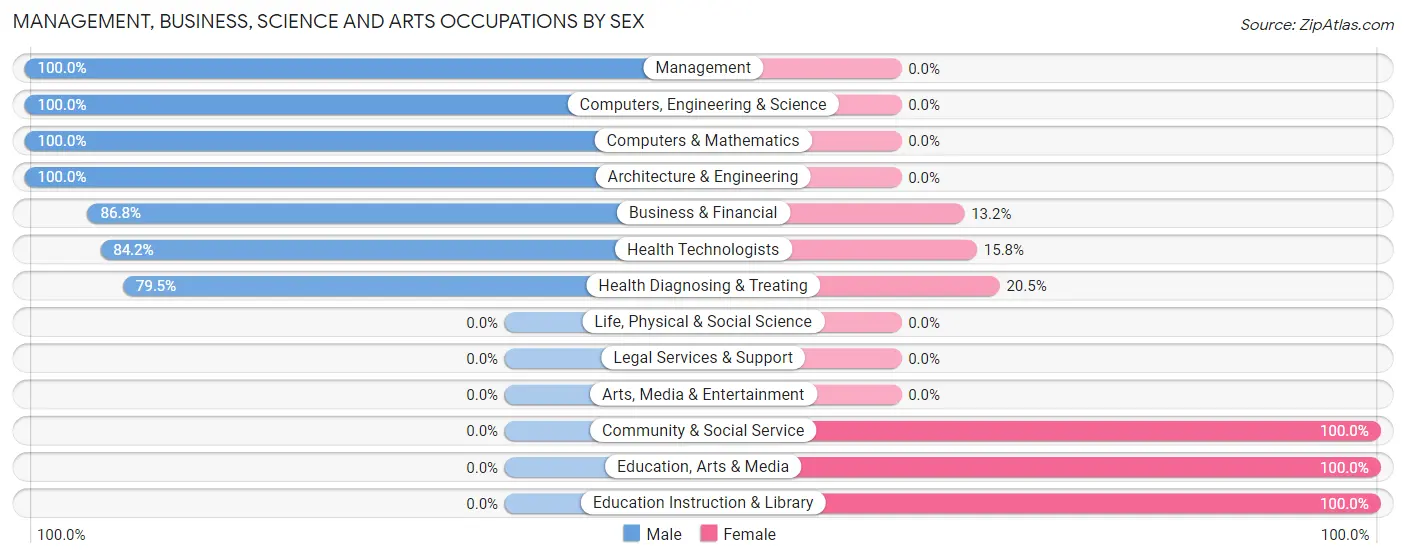 Management, Business, Science and Arts Occupations by Sex in Zip Code 31022