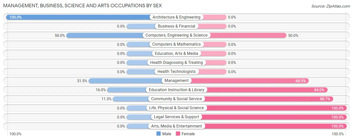 Management, Business, Science and Arts Occupations by Sex in Zip Code 31025